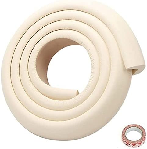 Leeonz Baby Proofing Edge Protector, Soft Rubber Foam Table Bumper Guard, 3M Taped Corners, 6 ft Edge, Cream Beige, Heavy-Duty