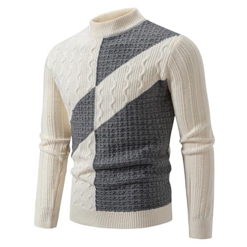 Pull jacquard tendance homme col rond tricot hiver décontracté