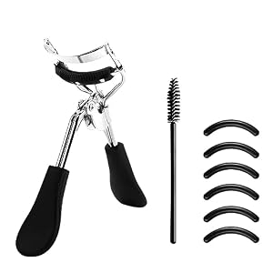 Eyelash Curler, 3 in 1 Lash Curler Curling Tool Set, Beauty Eyelash Comb with 6 Black Silicone Refill Pads and 1 Mascara Brush Universal Lash Curler Makeup Tool for Women and Girls