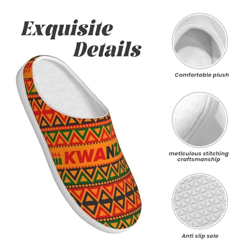 Happy Kwanzaa African Heritage Holiday Adult Cotton Slippers For Women Men4