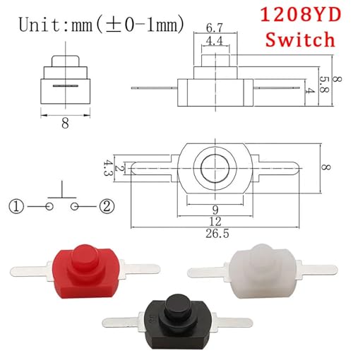 Interrupteur marche/arrêt DC 30V 1A micro switch autobloquant pour lampe de poche LED - 4