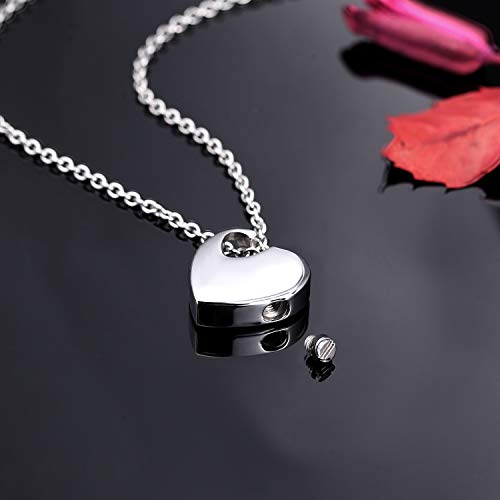 Norya Heart Pendant Cremation Urn Necklace Stainless Steel Keepsake Waterproof Memorial Jewelry3