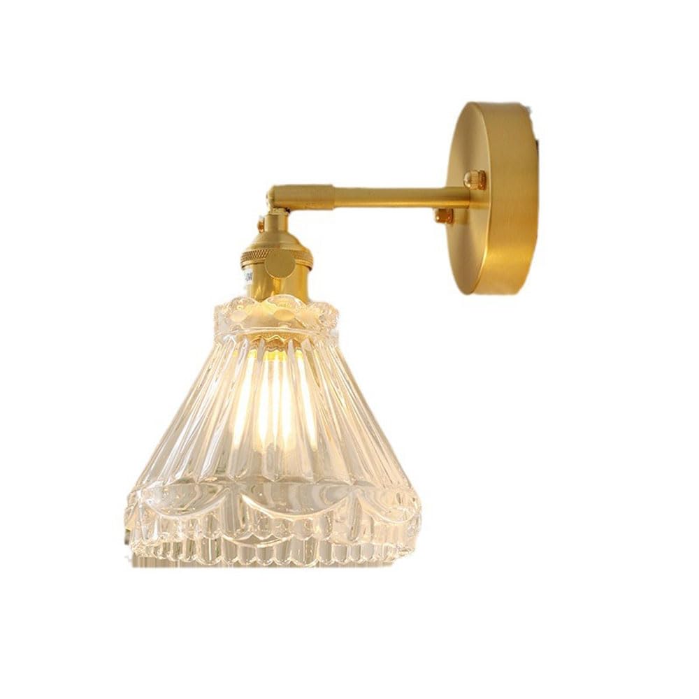 Apliques de pared modernos dorados con pantalla de vidrio transparente para tocador de baño