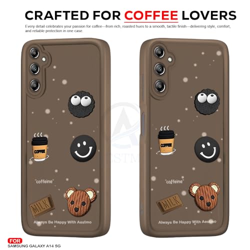 Image of AESTMO Back Case Cover for Samsung Galaxy A14 5G Cover | Cute Fun Cartoon 3D Ball | Coffee Silicone Case | Full Body Protection | Camera Protection Back Cover for Samsung Galaxy A14 5G (Brown)