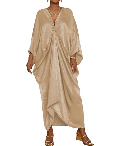 Bsubseach Kaftan Dresses for Women Satin V-Neck Caftans Coverups Long Dress Plus Size Beach Cover Up - Main Image