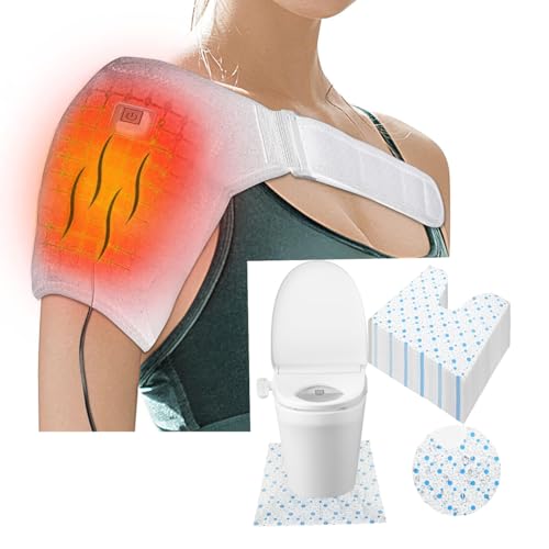 Shoulder Heating Pad for Rotator Cuff Pain,Heated Shoulder Wrap with 3 Heat Settings,Ideal for Relieving Muscle Pain,Tendonitis Periarthritis -white