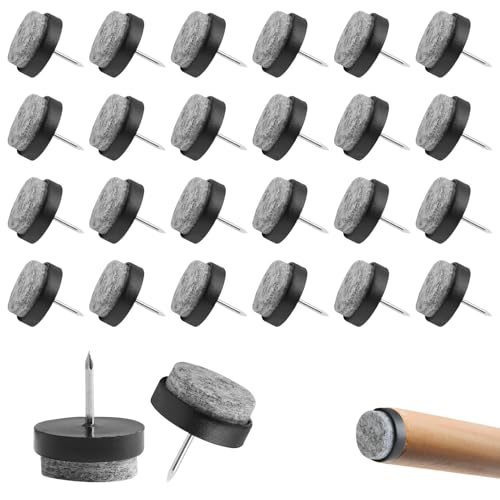 Wonvify Tacos de Fieltro con Clavos, 24 Piezas Deslizadores para Muebles, Protectores para Patas de Mesa 22mm, Almohadillas de Fieltro para Silla, Clavo de Almohadilla de Mueble Protector Patas Sillas