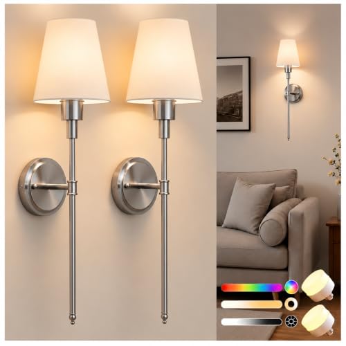 Image of Battery Operated Wall Sconce: Set of 2 Wireless Wall Light 12000mAh
