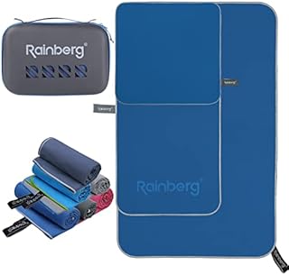Rainberg 3PK Microfibre Towel, Perfect Sports Towel, Travel Towel, Swimming Towel and Beach Towel, Fast Drying, Super Absorbent , Ultra Compact, Great for Camping, Gym, Beach and Swimming (Dark Blue)