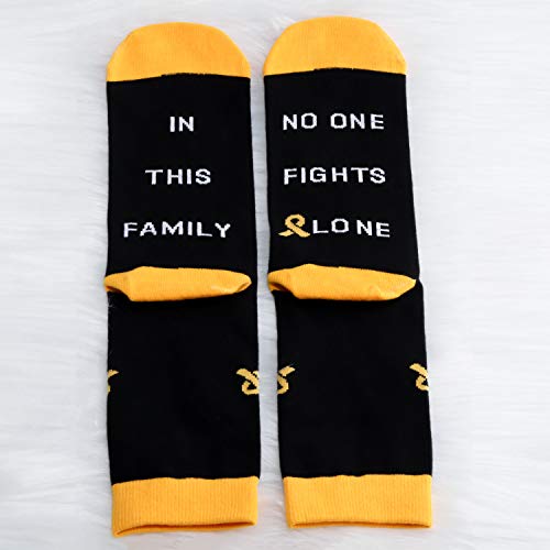 Mbmso 2 Pairs Cancer Awareness Socks In This Family No One Fights Alone Gifts Cancer Gifts For Survivor Fighter (Yellow) #TOP1