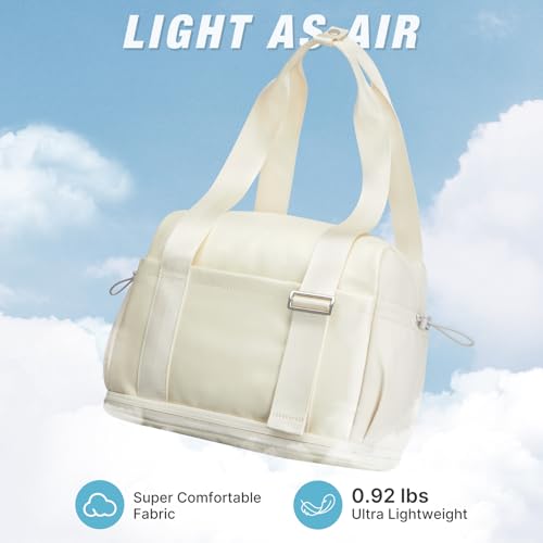 G4Free Mini Gym Bag for Women, Small Duffle Bag with Wet Pocket and Detachable Strap,Lightweight Gym Bag for Workout/Sport/Travel（BEIGE）2