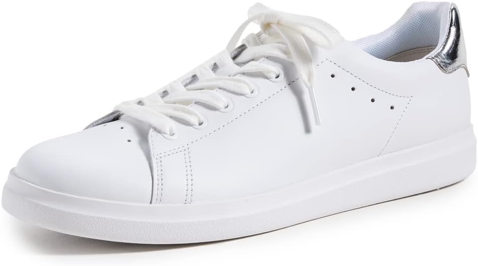 Tory Burch Women's Howell Court Sneakers, Titanium White/Silver, 10 Medium US
