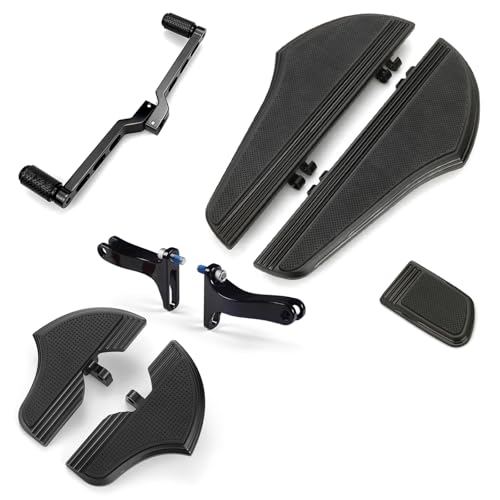For Harley Davidson Floorboards Touring Street Road Glide Passenger Defiance Floorboards Motorcycle Footboards (All Black, Rider+Passenger+Shifter+pedal)