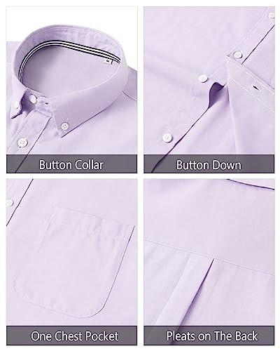 Image of J.VER Men's Oxford Shirt Solid Casual Button Down Collar Shirts Long Sleeve Dress Shirts with Pocket