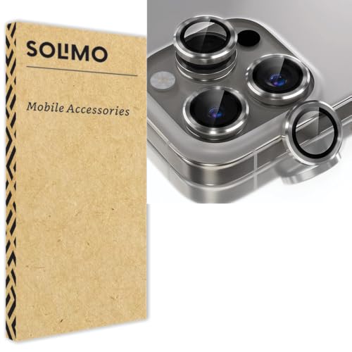 Image of Amazon Brand - Solimo Tempered Glass Camera Lens Protector for iPhone 16 Pro (Titanium Grey)