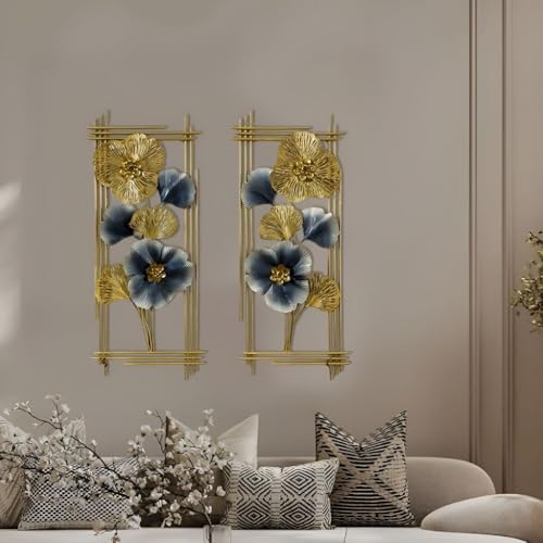 Image of SHREE 'O' GREEN TECH - Set of 2 Big Metal Multicolor Wall Art Decorative Leaf Handcrafted Wall Hanging Sculpture Frame for Living Room, Bedroom, Hallway, Hotel, Office & Restaurant