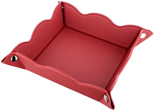 LISRSC Valet Tray Cosmetics Jewelry Organizer Tray Multifunctional Leather Storage Tray(Bright Red)