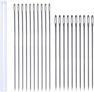 Milisten Long Needles with Large Eye Good for Sewing Leather Works Yarn Sewing Needles for Doll Making Suppleis with Storage Bottle