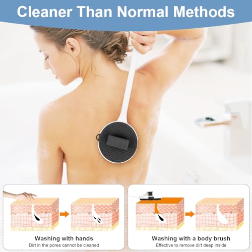 LOPHE Silicone Body Scrubber, Detachable Back Scrubber with Long Handle - Image 3