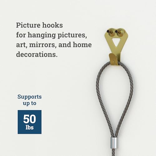 Image of 50 lb Picture Hangers, High-Caliber, Reusable, 20 Set Multipurpose Picture Hanging Kit with Nails, Ideal for Wall Art, Frames, Clocks, and Office Decor on Drywall or Wood inch