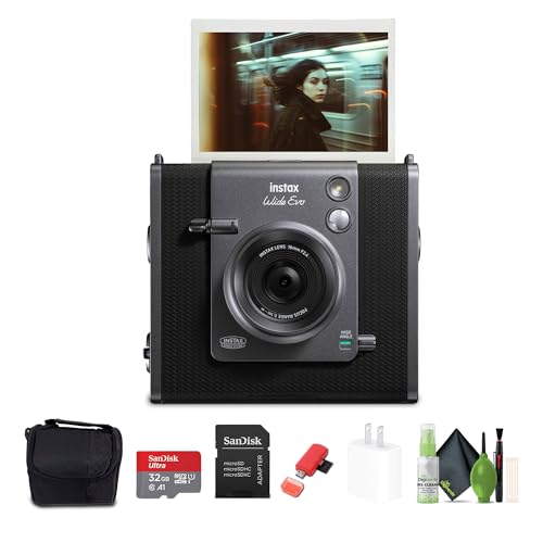 Image of Fujifilm Instax Wide Evo Hybrid Instant Film Camera (16840957) Bundle with 32GB Memory Card + Padded Case + Cleaning Kit + More