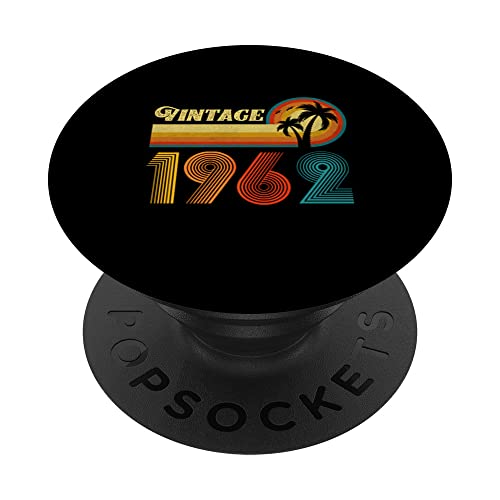 61 años de edad, regalo de cumpleaños 61 hombres y mujeres, retro, vintage, 1962 PopSockets PopGrip Intercambiable