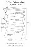 SPECTRAPLAST 3 Tier Extendable Clothes Airer Dryer Heavy-Duty Indoor Outdoor Metal Laundry Drying Rack with Washing Line Foldable, Portable, Space-Saving Clothes Dryer for Home & Camping Large Silver - Image 9