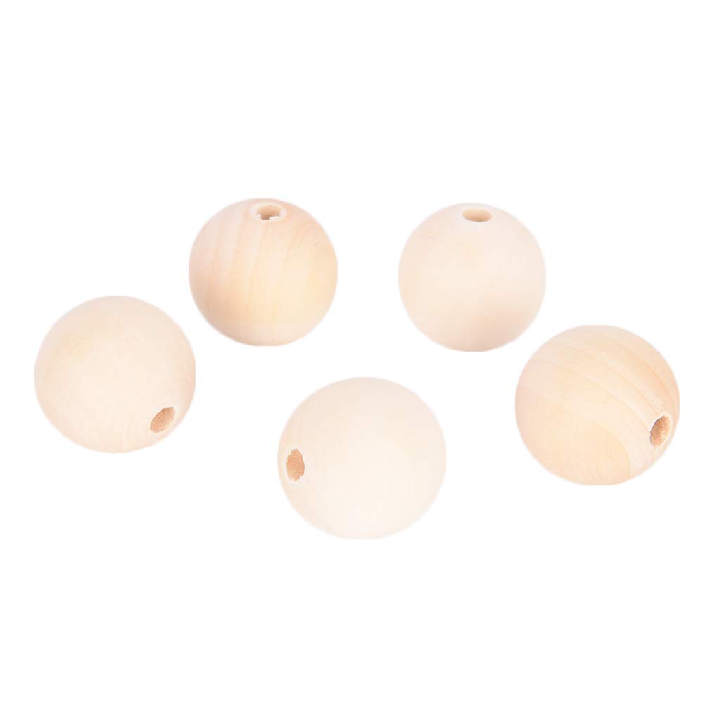 Wooden Bead,30 Pcs 18mm Brown Wood Beads,round Natural Wood Beads,large Hole DIY Craft Wood Beads,boho Wood Bead For Jewelry Making