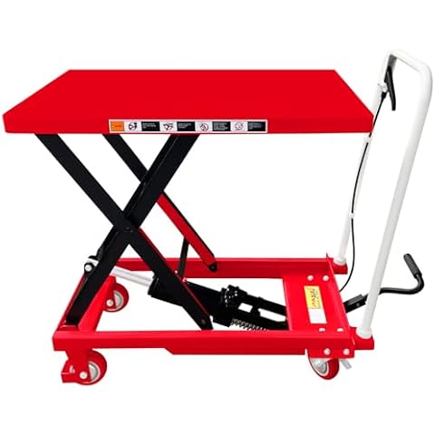 Premium Scissor Lift Table Cart, 500 lb. Cap, 27.75" L x 17.75" W, 8.25" - 28.5" H, Pake Handling Tools (Premium 500lbs Lift Cart) Cover