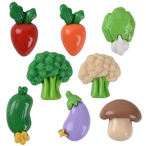 Redvigh Mini verduras mixtas de 16 piezas, figuras de verduras artificiales en miniatura, modelos de verduras de resina con parte trasera plana, adornos de verduras para bricolaje, mini escena de