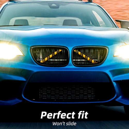 Image of AggAuto Compatible with BMW Grille Inserts Stripes for 1 /2 /3 /4 /5 Series (F20 F21 F22 F23 F30 F31 F32 F33 F34 F36 F45 F46) 2011-2021, 328i /320i /335i /428i Grill Insert Accessories Yellow V Brace Cover