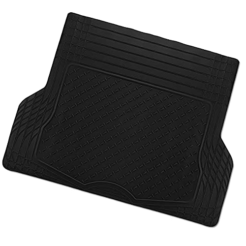 Zone Tech All Weather Rubber Semi Pattern Cargo Boot Liner Trunk Floor Mat Premium Quality Black Heavy Duty Cargo Trunk Floor Mat - Image 3