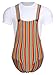 Shinsto Mens Fashion Striped Bodysuit Nightwear Short Sleeve Buttoned Crotch Homewear Jumpsuit Rainbow X-Large