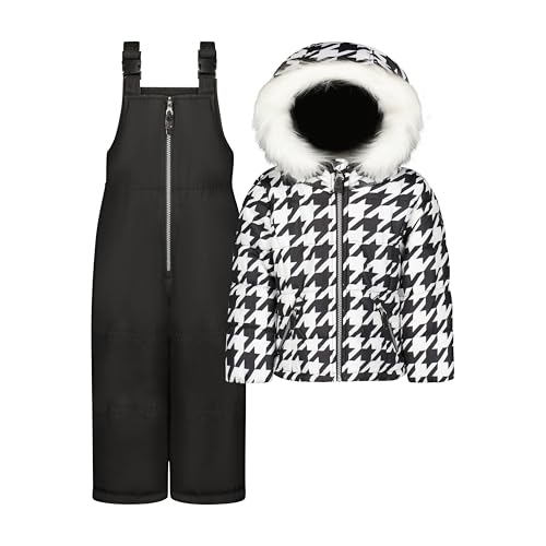 Image of Jessica Simpson Girls' Two-piece Insulated Winter Snowsuit With Hooded Jacket and Ski Bib Overalls