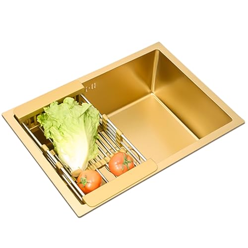 Fregadero de cocina de acero inoxidable 304 blanco, fregadero de cascada nano, con grifo extraíble Flying Rain, lavavasos presurizado, instalación empotrada o bajo encimera (color: B, tamaño: 68