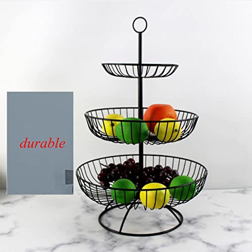 Cesta de hierro para frutas con diseño abierto, organizador de cocina negro ventilado 8
