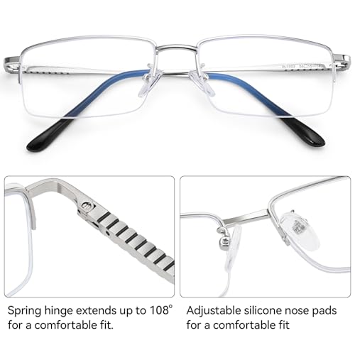 Image of Dollger Rectangle Blue Light Glasses for Men Metal Anti Bluelight Blocking Glasses for Computer Fashion Eyeglasses Small Half