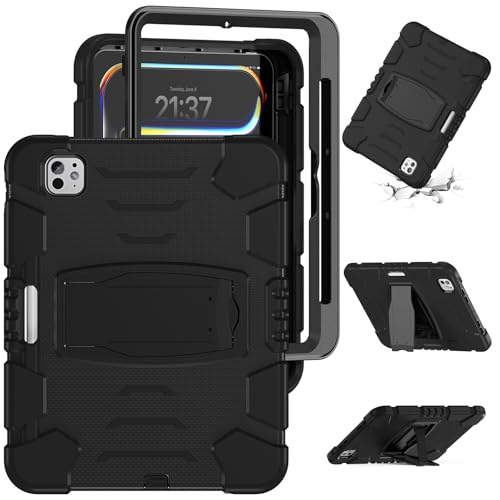 Coque iPad Pro 11 M4 2024 antichoc robuste avec support noir