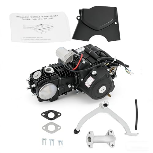 ZBXGJKSY 125CC 4-Stroke ATV Engine, 7.64HP Semi Auto Engine Motor 7500 RPM 3 Forward Gears & 1 Reverse Gear with Automatic Clutch for Beach Vehicles, Tricycles, Quadricycles