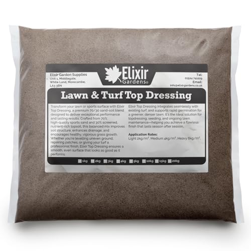 Elixir Gardens Lawn Top Dressing Mix, 70/30 Sportsand & Graded Topsoil Blend for Garden and Turf Maintenance | 1kg - 20kg Bags (15kg)