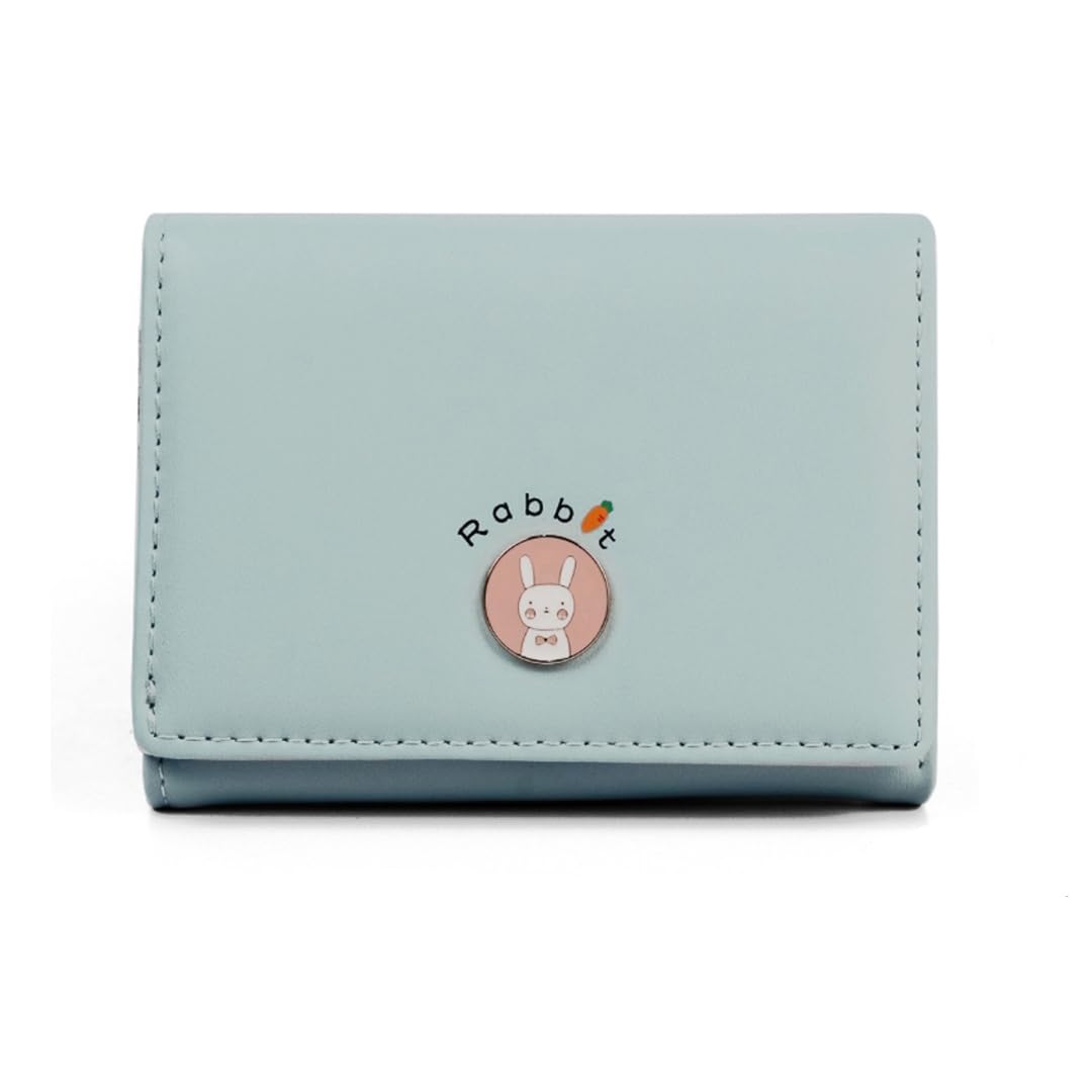 Tri-fold Wallet for Womens & Girls - Faux Leather Mini Wallets - Stylish Cash, Card Holder Small Hand Purse (Light Blue)-image-19