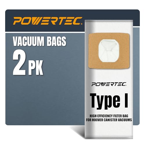 Image of POWERTEC Type I HEPA Vacuum Bags AH10005 2 Pack for Hoover Canister Vacuum Cleaners, Replacement Dust Filter Bags for UH30010COM, SH10000 and SH10050 (75141)