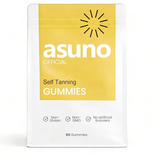 Asuno Official Tanning Gummies - Tanning Gummies for Women | With Beta Carotene Astaxanthin Vitamin C Turmeric + Mango Extract | Even Natural & Healthy Tan Without Sun - 60 Counts (1PCS)