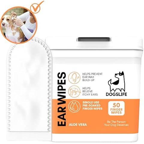 Dog Ear Wipes | Soft, Quick & Easy Ear Wipes For Dogs | Remove Wax, Dirt & Stop Smelly, Itchy Dog Ears | 50 Soothing Aloe Vera Dog Ear Cleaning Finger Wipes! Cover
