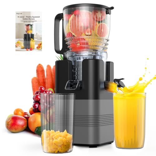Airpher Juicer Machines, 400W Cold Press Juicer with 5.8" Wide Chute High Juice Yield, Quiet Operation,One-Button Control, Safety Lock, Easy to Clean (Gray)