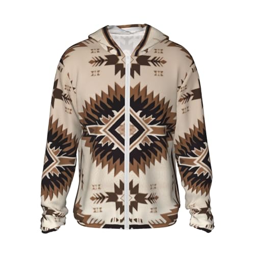 UPF 50+ Light Jacket Full Zip Sun Protection Hoodie for Women Men Long Sleeve Native American Sun Shirts Black