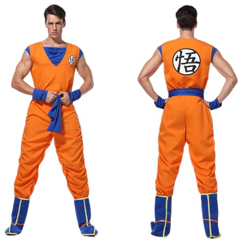 [nimomi] ドラゴンボール 大人用 男女兼可 孫悟空 悟文字 人気 着心地よし コスチューム コスプレ ハロウィン 衣装 仮装 文化祭 パーティー M L XL (L)