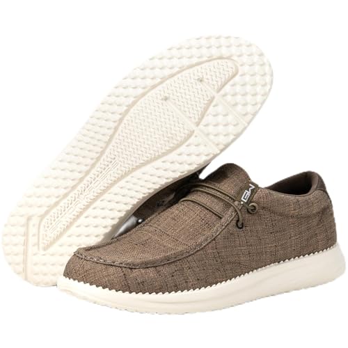 Image of Mens Casual Shoes - Men's Loafers & Slip-Ons Camp Shoes with No-Tie Laces -Arch Support Boat Shoes for Everyday Wear
