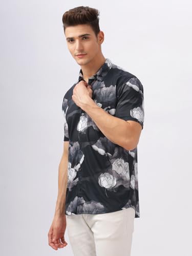 Image of BULLMER Trendy Regular Fit Printed Causal Half Sleeve Shirt for Men