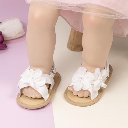 Image of Meckior Infant Baby Girls Boys Summer Sandals Open Toe Lace Princess Dress Wedding Flats Shoes Newborn Toddler Soft Non-slip Sole First Walker Crib Shoes